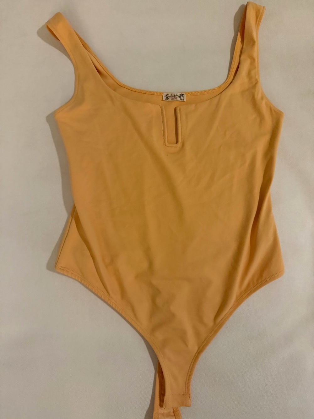 Free People Peach Scoop Neck Bodysuit